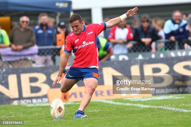 Mitch Hunt during the Mitre 10 Cup Premiership Semi Finals match between Tasman and Auckland at Lansdowne Park on October 19, 2019 in Blenheim, New...