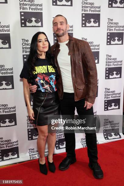 Mendez and Phil 'CM Punk' Brooks attend the red carpet Premiere of "Girl on the Third Floor" at the Chicago International Film Festival on October...