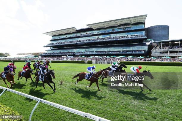 Nash Rawiller riding Handle the Truth wins race 5 The Kosciuszko during The Everest at Royal Randwick Racecourse on October 19, 2019 in Sydney,...