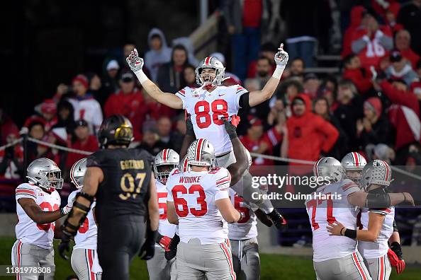 Jerry Rudzinski Jeremy Ruckert of the Ohio State Buckeyes celebrates with teammates ...