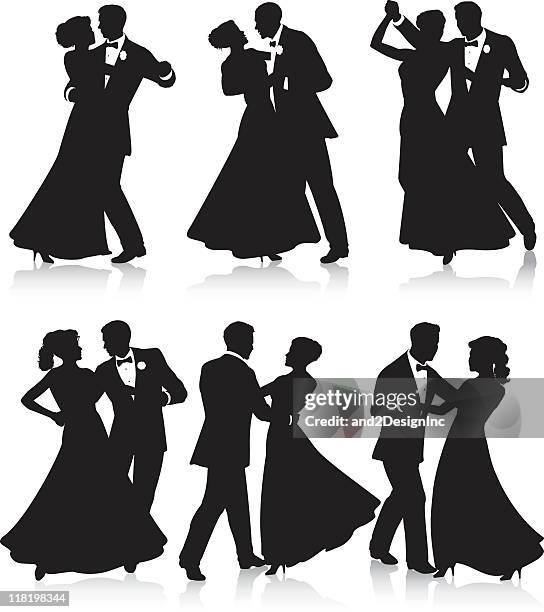 bildbanksillustrationer, clip art samt tecknat material och ikoner med formal dance silhouettes - formell klädsel