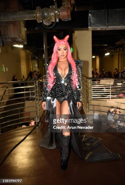 Nikita Dragun backstage during Los Angeles Fashion Week SS/20 Powered by Art Hearts Fashion - Day 2 on October 18, 2019 in Los Angeles, California.