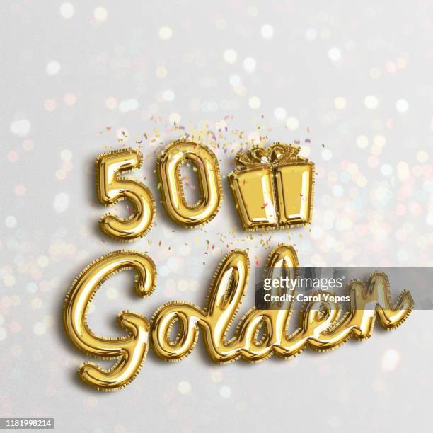 50 golden wedding gold balloon - 50 zahl stock-fotos und bilder