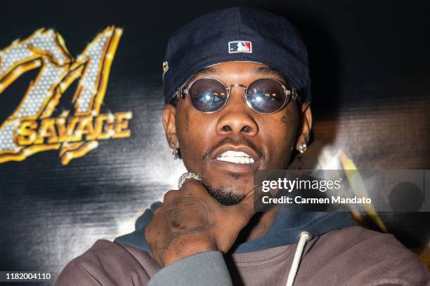 Offset attends 21 Savage's Hot Boyz Birthday Bash With Tequila Avión at Cascade Skating Rink on October 18, 2019 in Atlanta, Georgia.