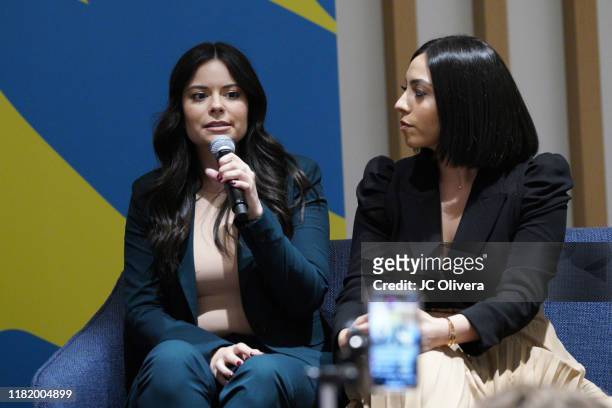 Melissa Carcache and Stephanie Carcache speak onstage during the 10th Anniversary Hispanicize at InterContinental Los Angeles Downtown on October 18,...