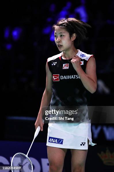 Nozomi Okuhara of Japan celebrates the victory in the Women's Singles