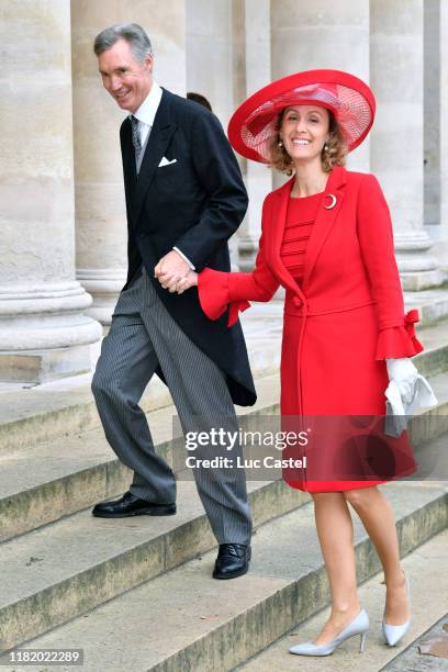 Prince Guillaume of Luxembourg and Princess Sibilla of Luxembourg attend the Wedding of Prince Jean-Christophe Napoleon and Olympia Von...