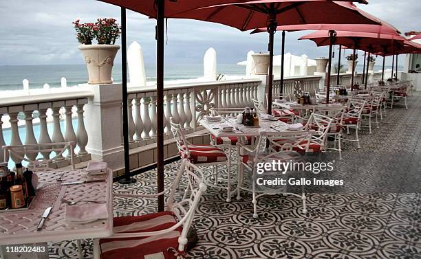 Preparations are underway for the Monaco Royal couple's cocktail function at the Oyster Box hotel on July 4, 2011 in Umhlanga, South Africa. Newly...