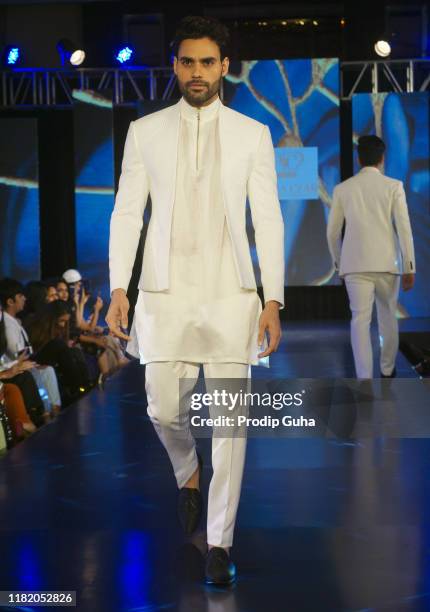 Model display the creation of designer Prima Czar at 4th edition wedding Junction fashion show on October 19, 2019 in Mumbai, India.