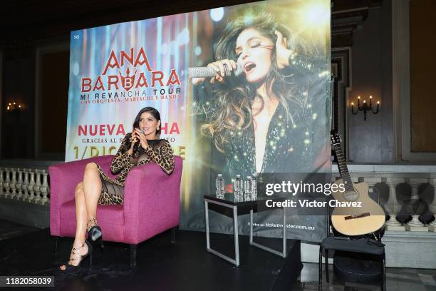 Ana Barbara attends a press conference to promote "Mi Revancha Tour Con Orquesta, Mariachi Y Banda" at Teatro Metropolitan on November 12, 2019 in...