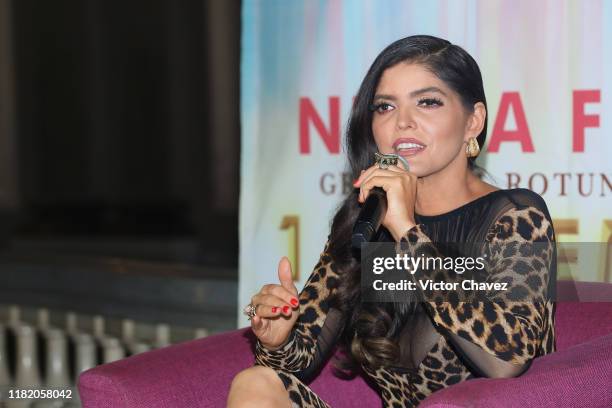 Ana Barbara attends a press conference to promote "Mi Revancha Tour Con Orquesta, Mariachi Y Banda" at Teatro Metropolitan on November 12, 2019 in...