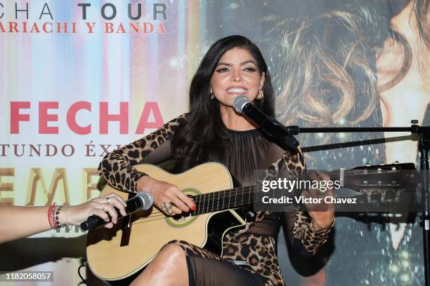 Ana Barbara sings during a press conference to promote "Mi Revancha Tour Con Orquesta, Mariachi Y Banda" at Teatro Metropolitan on November 12, 2019...