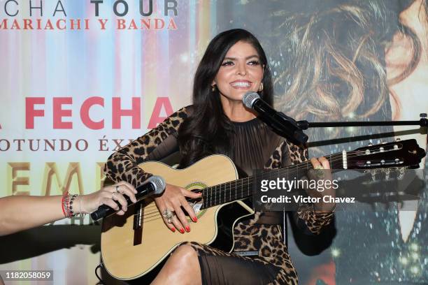 Ana Barbara sings during a press conference to promote "Mi Revancha Tour Con Orquesta, Mariachi Y Banda" at Teatro Metropolitan on November 12, 2019...