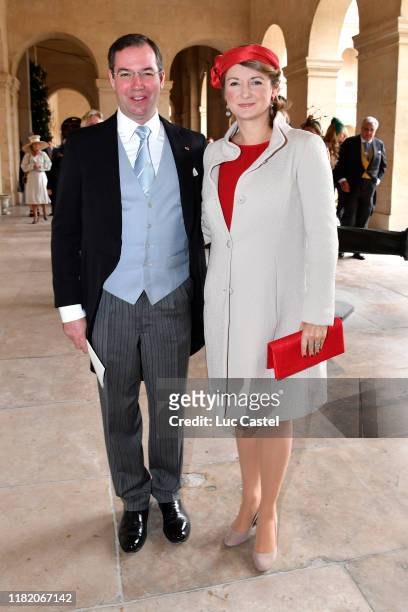 Prince Guillaume de Luxembourg and his wife Stephanie de Lannoy attend the Wedding of Prince Jean-Christophe Napoleon and Olympia Von Arco-Zinneberg...