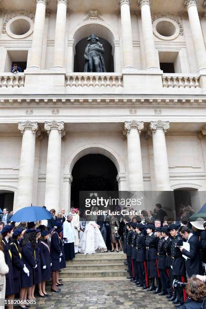 Prince Jean-Christophe Napoleon, his wife Olympia Von Arco-Zinneberg and Princess Napoleon Alix de Foresta attend the Wedding of Prince...