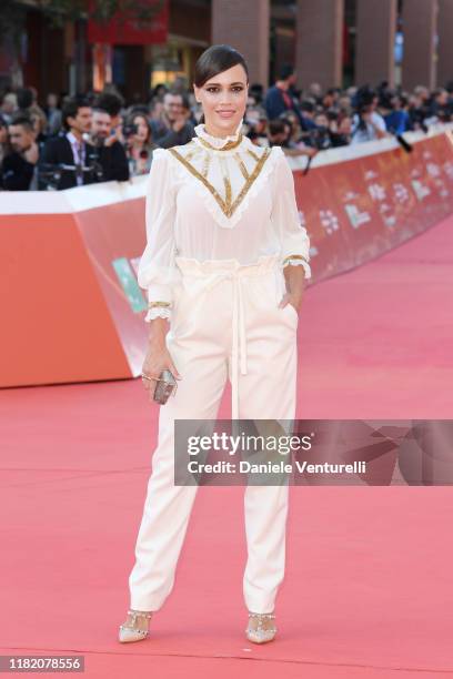 Roberta Giarrusso walks a red carpet during the 14th Rome Film Festival on October 19, 2019 in Rome, Italy.