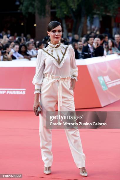 Roberta Giarrusso walks a red carpet during the 14th Rome Film Festival on October 19, 2019 in Rome, Italy.