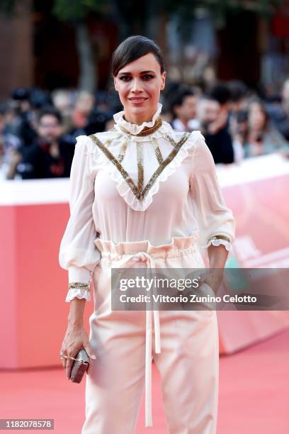 Roberta Giarrusso walks a red carpet during the 14th Rome Film Festival on October 19, 2019 in Rome, Italy.