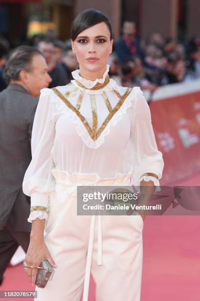 Roberta Giarrusso walks a red carpet during the 14th Rome Film Festival on October 19, 2019 in Rome, Italy.