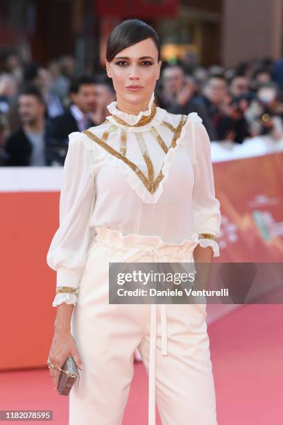 Roberta Giarrusso walks a red carpet during the 14th Rome Film Festival on October 19, 2019 in Rome, Italy.