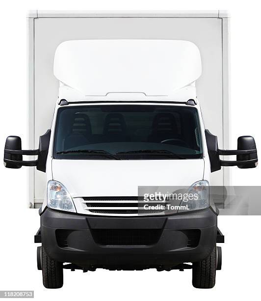 fronte di un piccolo camion (percorso clip inclusa - punto di vista frontale foto e immagini stock