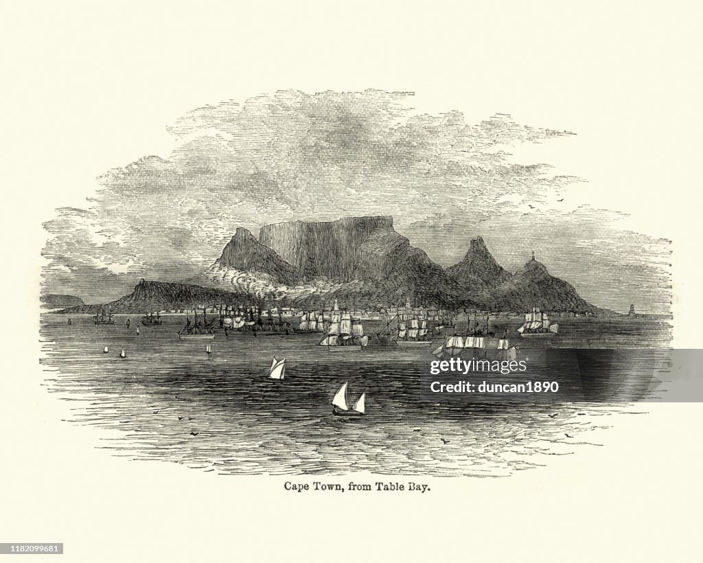 Vista de Ciudad del Cabo, desde Table Bay, siglo XIX