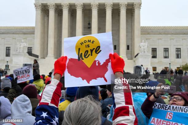 Demonstrators gather in front of the United States Supreme Court, where the Court is hearing arguments on Deferred Action for Childhood Arrivals -...