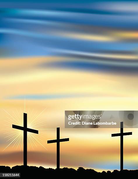 crosses at dawn - clipart stock illustrations