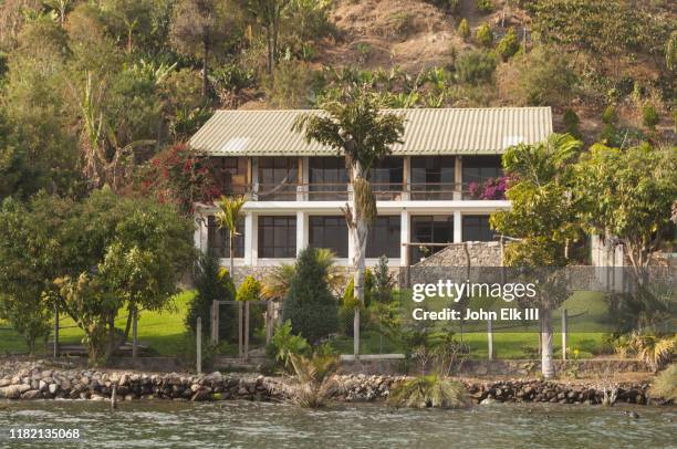 san pablo la laguna from lake atitlan - san pablo la laguna stock pictures, royalty-free photos & images