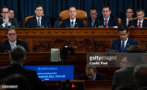 House Intelligence Committee Chairman Adam Schiff gives an opening statement during the first public hearings held by the House Permanent Select...