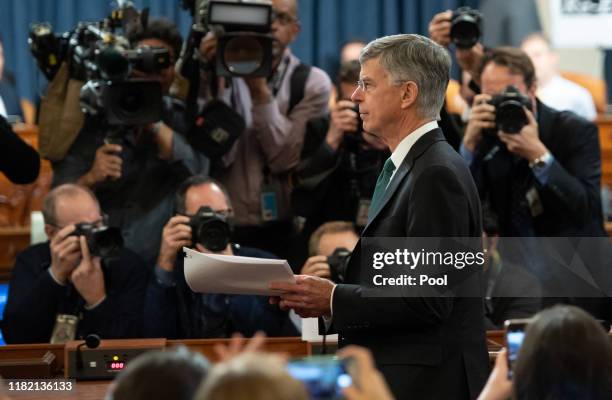 Top U.S. Diplomat in Ukraine William B. Taylor Jr. Arrives to testify before the House Intelligence Committee in the Longworth House Office Building...