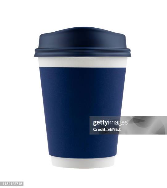 disposable coffee cups / tea cups / paper cup - blue cup photos et images de collection
