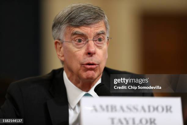 Top U.S. Diplomat in Ukraine William B. Taylor Jr. Testifies before the House Intelligence Committee in the Longworth House Office Building on...