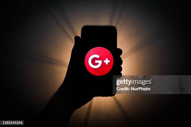 Google+ logo is seen displayed on a phone screen in this illustration photo taken in Krakow, Poland on November 13, 2019.