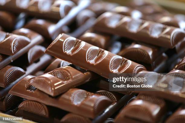 Sky Bars made by Louise Mawhinney are displayed in Sudbury, MA on Nov. 8, 2019. New England Confectionery Co.'s Sky Bar was born in 1938 and went...