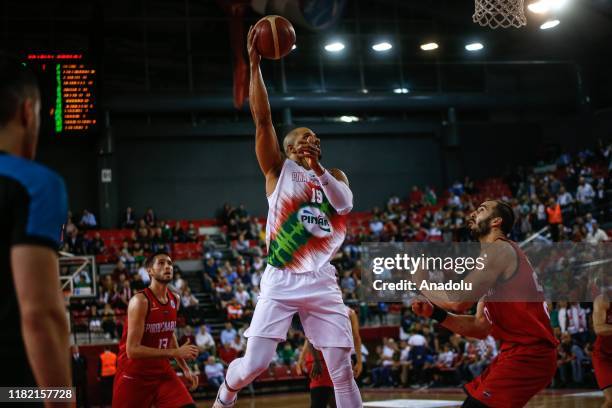 Jordan Morgan of Pinar Karsiyaka in action during FIBA Europe Cup Group E week 4 basketball match between Pinar Karsiyaka and Spirou Basket, on...
