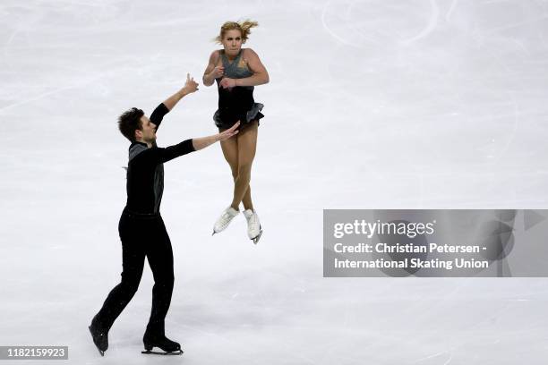 Ekaterina Alexandrovskaya and Harley Windsor of Australia perform during pairs free skating in the ISU Grand Prix of Figure Skating Skate America at...