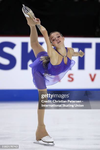 Anna Shcherbakova of Russia performs during ladies free skating in the ISU Grand Prix of Figure Skating Skate America at the Orleans Arena on October...