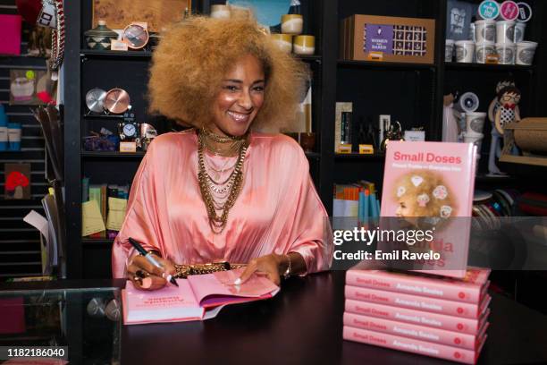 Amanda Seales signs copies of her new book, "Small Doses: Potent Truths For Everyday Use" at Book Soup on October 19, 2019 in West Hollywood,...