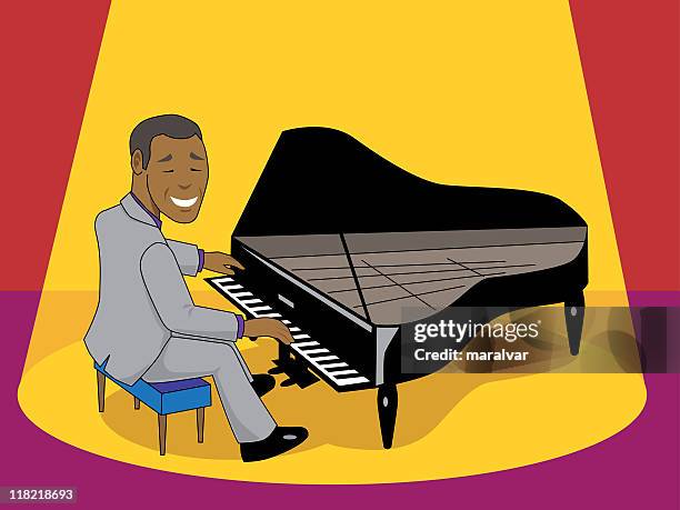 pianist piano music - improv stock illustrations