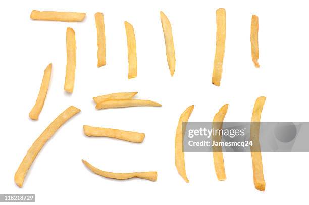 french fry samples - frites stockfoto's en -beelden