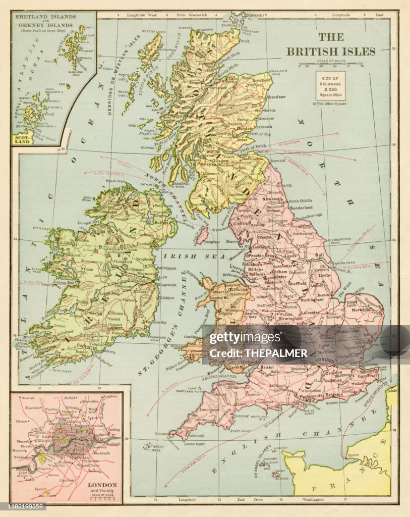 Kaart van de Britse eilanden 1899