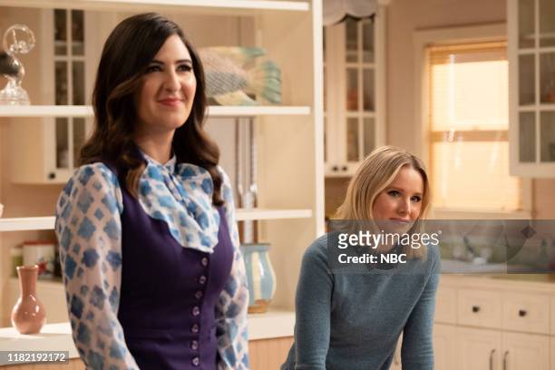 Help Is Other People" Episode 407 -- Pictured: D'Arcy Carden as Janet, Kristen Bell as Eleanor Shellstrop --