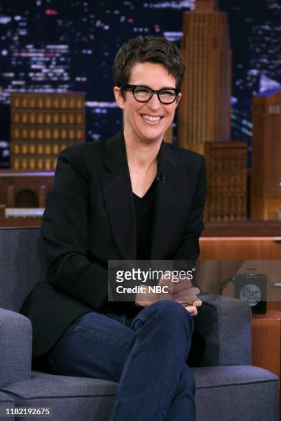 Episode 1155 -- Pictured: Political commentator Rachel Maddow during an interview on November 13, 2019 --