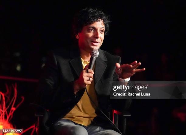 Night Shyamalan participates in the Cinespia 20th anniversary screening of "The Sixth Sense" presented by Amazon Studios at Hollywood Forever on...