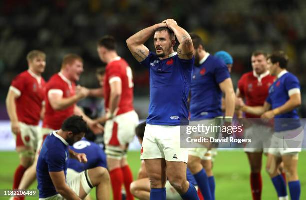 Louis Picamoles of France looks on dejected after the Rugby World Cup 2019 Quarter Final match between Wales and France at Oita Stadium on October...