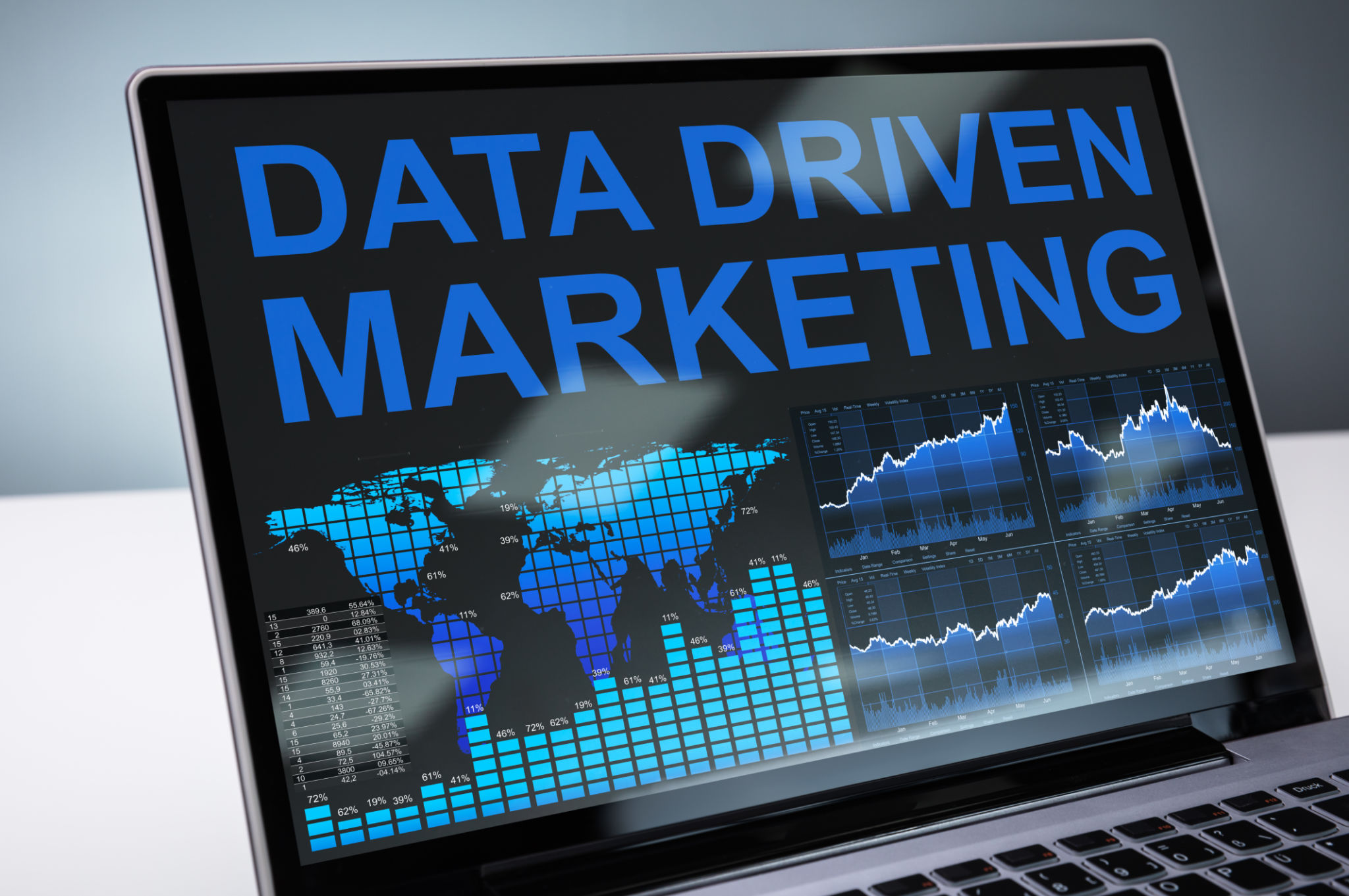 Data Driven Marketing Graph On Laptop Data Driven Marketing Graph On Laptop