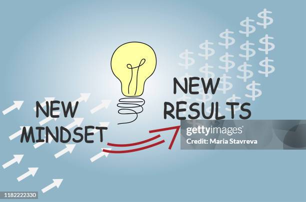 new mindset-new result. - change mindset stock illustrations