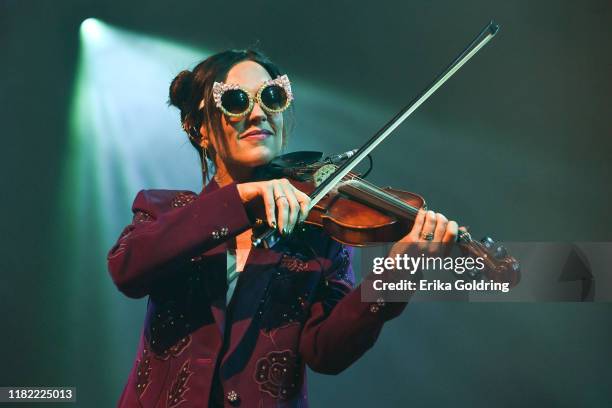 Amanda Shires performs with Jason Isbell and The 400 Unit at Ryman Auditorium on October 19, 2019 in Nashville, Tennessee.