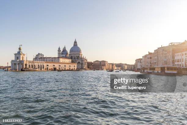 grand canal with santa maria della salute at sunset,venice - santa maria della salute stock pictures, royalty-free photos & images